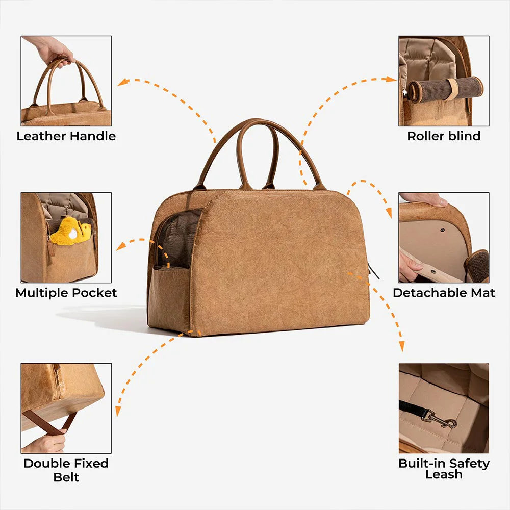 Dual-Use Design: Nutzen Sie die Tasche als stylischen Carrier für den Weg zum Tierarzt oder als sicheren Booster-Sitz im Auto