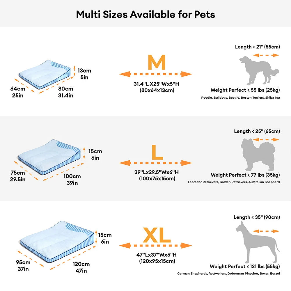 Orthopädische Hunde-Kühlmatte Bett – Waschbare Sommer-Matratze mit Beruhigungseffekt – Umweltfreundlich & Rechteckig
